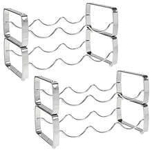 mDesign Set da 2 scaffali per bottiglie di vino impilabili – Portabottiglie in metallo per 3 bottiglie ciascuno – Organizer metallo per ogni tipo di bottiglia – grigio scuro