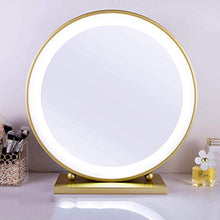 AOIWE Specchio Golden Round LED Lampada LED Desktop Specchio in Ferro battuto in Ferro truccato in Metallo con spogliatoio Studio Specchio per Il Trucco Specchio Specchio