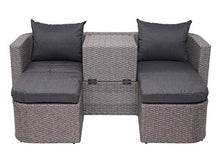 Mendler Salottino da Esterno HWC-J37 Intreccio polyrattan Acciaio Spun Poly Grigio Cuscini Antracite