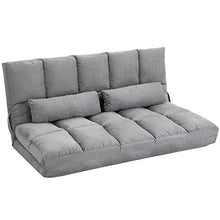 homcom Divano da Terra Pieghevole a Lettino, Schienale Reclinabile su 7 Livelli e Cuscini, 130x73x60cm Grigio Chiaro