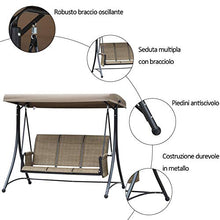 Outsunny Dondolo 3 Posti da Giardino o Terrazzo con Tettuccio Regolabile e Tasche Portaoggetti Marrone 196x128x172cm