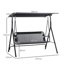 giordano shop Dondolo 3 Posti da Giardino 172x110x155 cm in Metallo e Textilene Nero