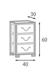 King Home C656423 Cassettiera 3 Cassetti Legno e Rafia Sintetica