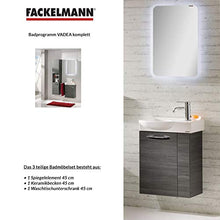 Fackelmann – Set di mobili da Bagno vadea Ospiti WC 3 Pezzi 45 cm Antracite con mobiletto da Bagno & Ceramica Bacino & LED Specchio Element