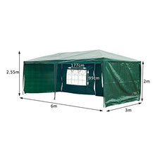 Outsunny Gazebo Multifunzionale Tendone da Esterno per Campeggio, Eventi, con Pannelli Rimovibili, in Acciaio, Verde Scuro, PE 3 x 6m