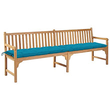 vidaXL Panca da Giardino con Cuscino Azzurro 240 cm Massello di Teak