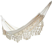 Amache 2 Persona Hammock Boho Grande Macrame Brasiliano Brasiliano Luxury Comfort Pieghevole Hammock Sedia Net (200 x 150 cm)