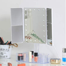 FYHpet Specchio per Il Trucco con luci e Bluetooth - vanità Tri-Fold ingrandimento (1x / 2X 3X), Specchio Illuminato Vassoio organizzatore di Trucco, oscuramento del Touch Screen, Ricaricabile