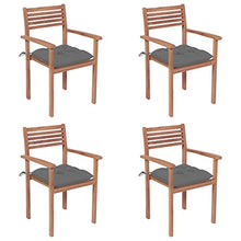 vidaXL Sedie Giardino 4 pz con Cuscini Grigi in Massello di Teak
