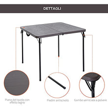 Outsunny Tavolo Pieghevole da Campeggio, Chisura a Valigetta, in Metallo e Plastica Marrone Impermeabile, 86x86x71,5cm