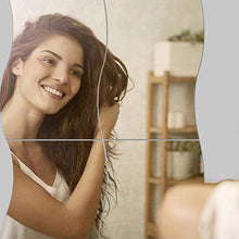 Fdit 6Pcs / Set Adesivo per parete a specchio Combinazione di decorazioni domestiche per bagno a forma di onde