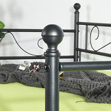 LiePu Letto Singolo Divano Letto Moderno Struttura Letti in Metallo per Bambini o Adulti - 90 × 200 CM, Nero
