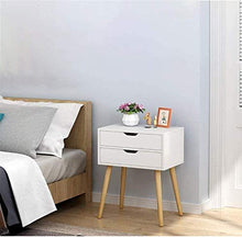 AIYIXUE - Comodino utile comodino con 2 cassetti, comodino per camera da letto, comodino, facile da riporre comodino, bianco