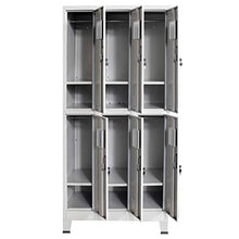 Armadio con 6 Armadietti in Acciaio, con Asta Appendiabiti, 90x45x180 cm, Grigio