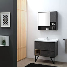 Kiamami Valentina MOBILE BAGNO DA TERRA 80CM GRIGIO INDUSTRIALE E SPECCHIO CONTENITORE | VIENNA
