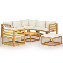 SKM Set Divani da Giardino 8 pz con Cuscini Crema Massello Acacia (83kg)