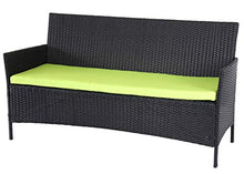 Mendler Serie Halden per l'esterno Divano Sofa 3 posti polyrattan Antracite con Cuscino Verde