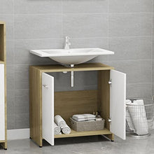 Mobile da bagno in rovere Sonoma 60 x 33 x 58 cm, colore: Bianco