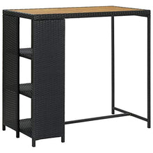 FAMIROSA Tavolo da Bar con Ripiani Nero 120x60x110 cm in Polyrattan-3478