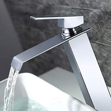 HOMELODY Rubinetto Bagno Cascata Miscelatore Lavabo Monocomando in Ottone Miscelatore Lavabo Alto Acqua Calda e Fredda，Cromato