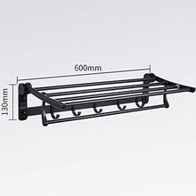 OLDJTK Scaffale portasciugamani in Alluminio Spazio con Multi Barra portasciugamani, binari Pieghevoli a Doppia Parete for Porta Asciugamani con Ganci, Lunghezza 60 cm