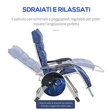 Outsunny Sedia Sdraio Pieghevole da Giardino, Poltrona da Esterno con Schienale Reclinabile, Blu