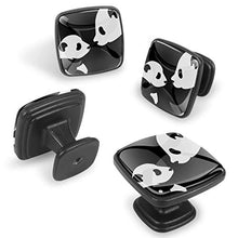 Due simpatici panda Pomelli per Porta Set di 4 Pomelli per Mobili Manopole per Cassetti Cucina Armadio Vetro