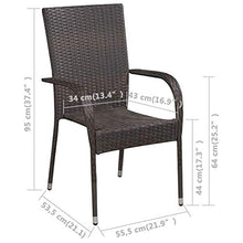 Festnight Sedie da Esterno Impilabili 4 pz in Polyrattan Marrone,Impilabili, per Esterni, Picnic, Giardino