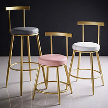 GYPPG Modern Faux Leather Bar Stool - Arc Gold Iron Backrest - 5cm Thicken Upholstered - for Leisure Pub,Counter,Kitchen,Max Load 440 Ib