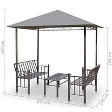 vidaXL Padiglione Giardino con Tavolo Panche Antracite Gazebo Pergola Chiosco
