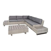 Gartentraum Divano da Salotto Grigio a 5 posti con Tavolo - Polyrattan - Lounge Irene