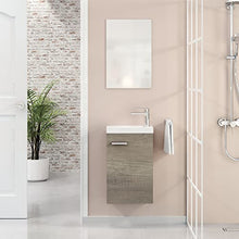 24010555 Baikal - Mobile con lavabo e Specchio Toilette, Legno di Rovere Grigio