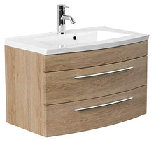 Posseik Rima - Lavabo in Legno di Rovere Sonoma, 82 x 48,5 x 54 cm