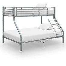 BIGTO - Struttura letto a castello in metallo, per camera da letto, colore: grigio, 140 x 200 cm, 90 x 200 cm