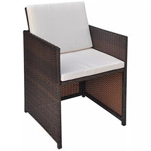 UnfadeMemory Set da Pranzo da Giardino Tavolo e Sedie da Esterno 11 pz con Cuscini Polyrattan Marrone