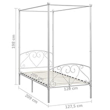 vidaXL Letto a Baldacchino Bianco in Metallo 120x200 cm