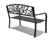 Pissente, sedia da giardino con schienale a fantasia, panca da giardino con bracciolo, per cortile terrazzo, parco, caffè, 127 x 60 x 85 cm