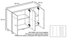 Domando Credenza Alessandria in Bianco Opaco e Grigio Sabbia Lucido