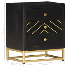vidaXL Comodino Nero e Oro 40x30x50 cm in Legno Massello di Mango