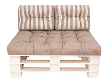Cuscini per pallet, cuscini per pallet, cuscini da giardino (cuscino da 120 x 80 cm + schienale 2 x 60 x 40), beige con strisce