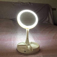 FLLXSMFC Specchio d'ingrandimento con luce pieghevole illuminato ricaricabile specchio da trucco specchio da scrivania