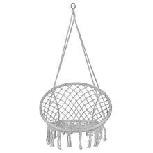 Springos Poltrona sospesa con frange, in cotone, dal design macramè, ideale per giardino, ambienti interni ed esterni, con cordini e anelli