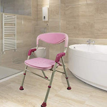 JTKDL Sedia da Doccia Sedia da Bagno con Braccioli Sgabello da Bagno Pieghevole da Bagno Forniture per maternità per Anziani,Pink