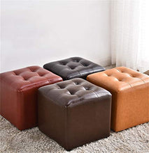 Mobili per la casa e Giardino Sgabello Square Makeup丨Pouf Singolo Imbottito in Ecopelle Poggiapiedi imbottito丨Panca Scarpa Change-36x36x33cm, Marrone Scuro Ottomani da Cucina