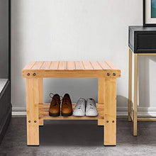 Sedia in bambù con sgabello in bambù resistente all'usura per bagno, camera da letto, giardino(25 * 40 * 33.5cm large)