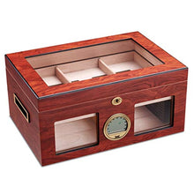 SMEJS Desktop Humidor, Cedar divisore, e Brass Ring Vetro igrometro, detiene l'80 a 100 sigari