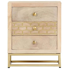 vidaXL Comodino Oro 40x30x50 cm in Legno Massello di Mango