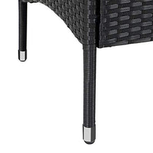 Casaria Panchina da Giardino Polyrattan 2 Posti Tavolino Vetro Cuscini Idrorepellenti 7cm Nero