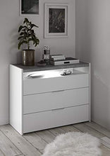 comò 3 cassetti bianco opaco moderno top grigio EFFETTO CEMENTO economico moderno design