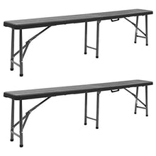vidaXL Panchine da Giardino Pieghevoli 2 pz 180 cm in HDPE Nere